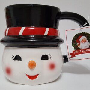 NEW RARE Mr. Christmas Figural Snowman Mug 16 OZ Ceramic